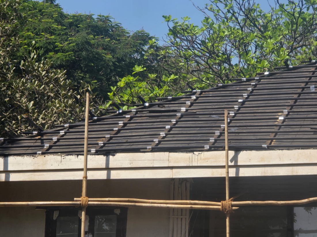 High-rise terrace waterproofing work in progress